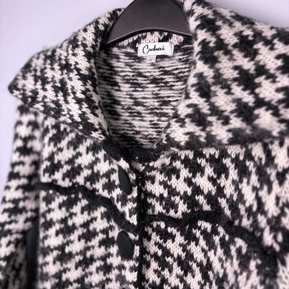 Vintage Carducci Black & White Houndstooth Knit Coat Cardigan (S) Mohair Wool - Picture 8 of 16